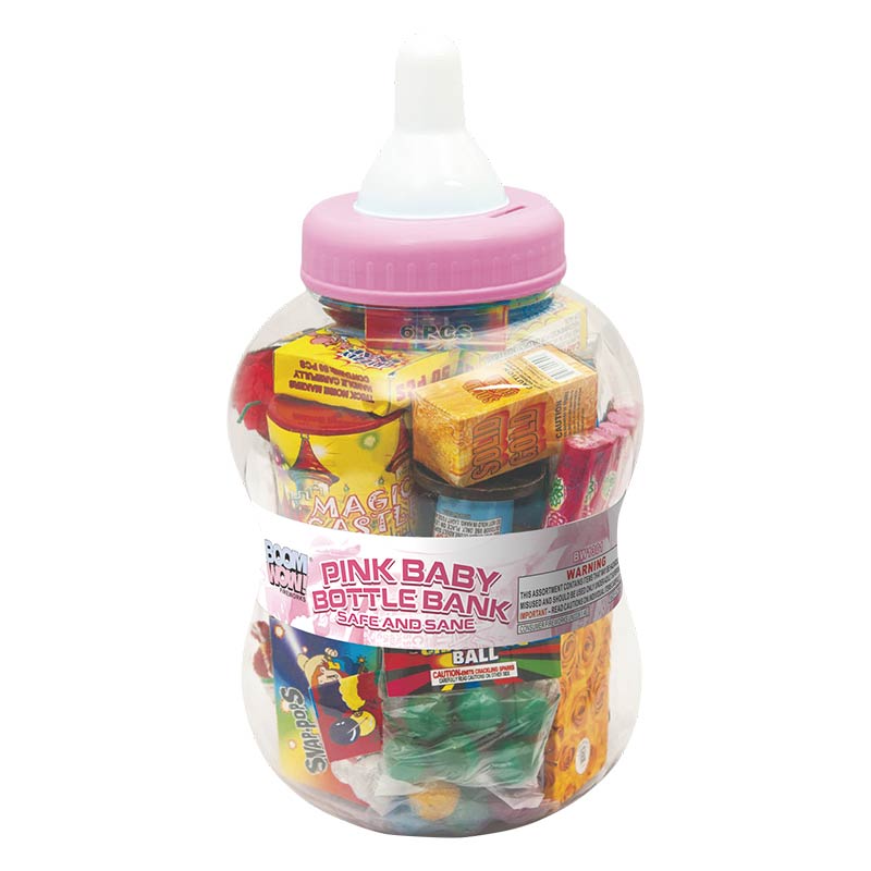 BW1301 - Pink Baby Bottle Bank (Safe And Sane)