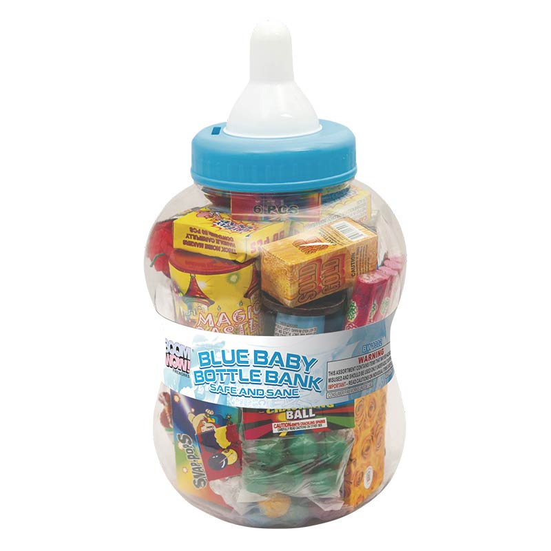 BW1302 - Blue Baby Bottle Bank (Safe And Sane)