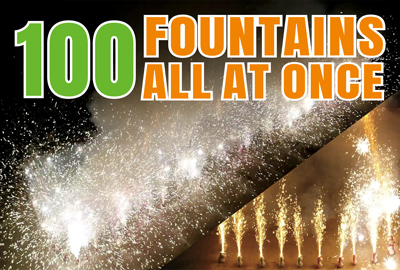 Firing 100 unicorn fountains fireworks all at once